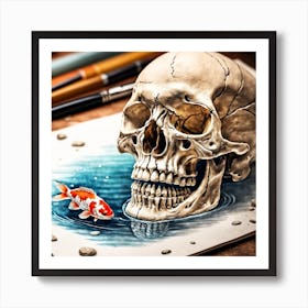 Skull Fish Painting (23) Art Print