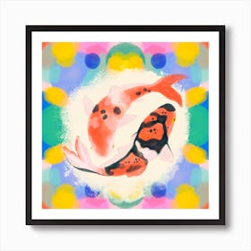 Koi Fish Kaleidoscope Square Art Print