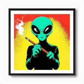 Alien Smoking A Cigarette Art Print