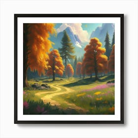 Magnificent forest meadows oil painting abstract painting art 15 Art Print