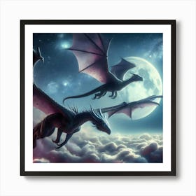 Two Dragons In The Sky 1 Art Print
