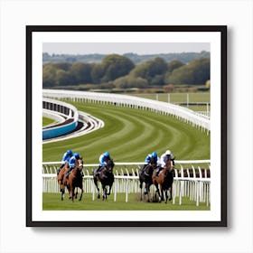 Jockeys On The Track Art Print