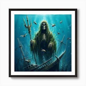 Skeleton In The Water Art Print