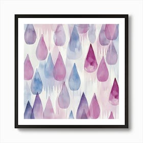 Watercolor Raindrops Art Print