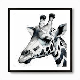 Giraffe Head - Abstract Line Art Illustration 134 Art Print