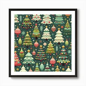 Christmas Tree Seamless Pattern 2 Art Print