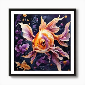 Goldfish With Purple Tones Art Print 2 Art Print