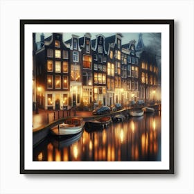 Amsterdam Canals At Night Art Print