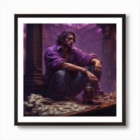 Man Sitting On A Pile Of Money Poster