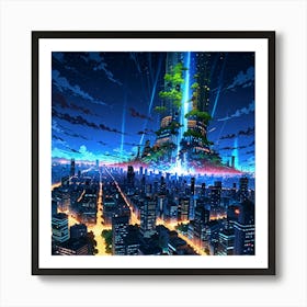 Anime City At Night 1 Art Print