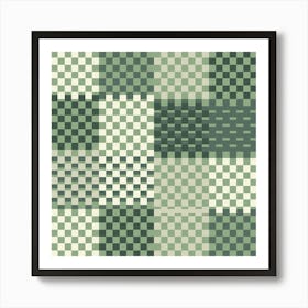 Sage Green Checkered Pattern Art Print