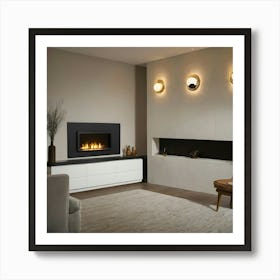 Modern Living Room With Fireplace 13 Art Print