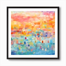 Sailboats At Sunset Art Print