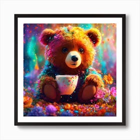 Teddy Bear With Cup Art Print