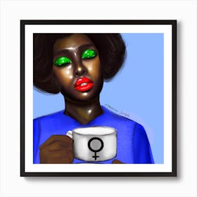 Morning Confidence Girl Square Art Print