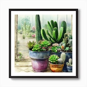 Cacti And Succulents 12 Art Print
