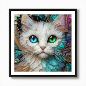 Cat With Blue Eyes 2 Art Print