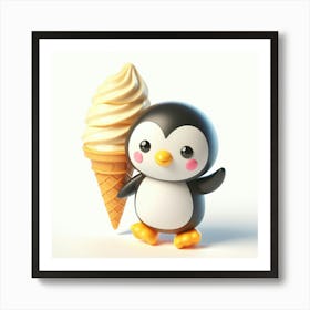 Ice Cream Penguin Art Print