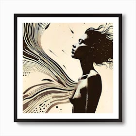 Silhouette Of A Nude Woman 2 Art Print