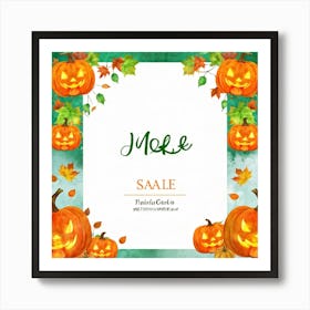 Autumn Sale Banner Watercolor Style Exploding With Vibrant Hues Of Pumpkin Orange And Leaf Green (1) 2 Art Print