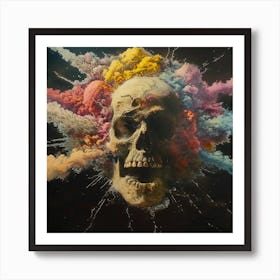 Skull With Colored Smoke Art Print
