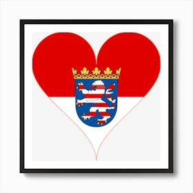 Heart Love Hesse Lion Federal State Coat Of Arms Flag Heart Shaped Art Print