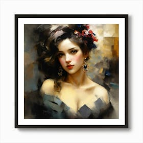 Woman With Earrings Art Print