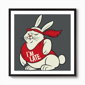  A White Bunny With A Red T Shi Art Print