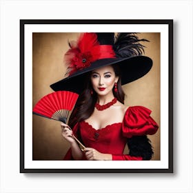 Renaissance Woman In Red Dress 2 Art Print
