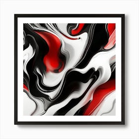 Abstract Red Black And White Painting Art Print