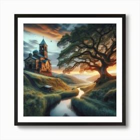 Old Church On A Hill Art Print