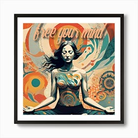 Free Your Mind Yoga Meditation Motivation Art Print