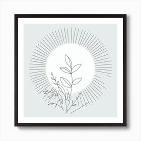 Sun Rays and a plant Art Print