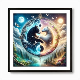 Yin Yang Bears Art Print