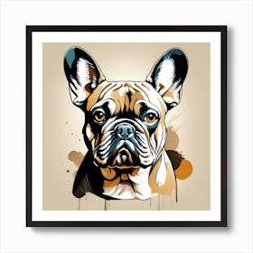 French Bulldog wallart colorful beige print abstract poster art illustration design texture for canvas Art Print