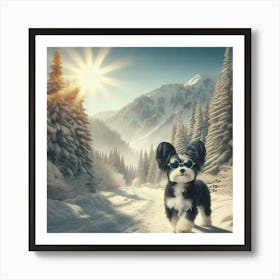 Dog In The Snow 1 Art Print