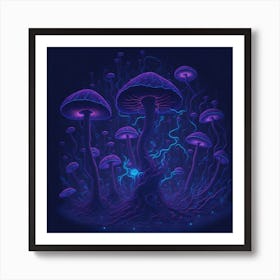 Neon Mushrooms (10) 1 Art Print