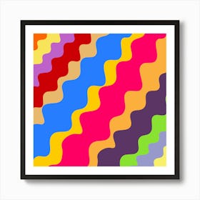 Slanting Retro Wavy Gradient Pattern Art Print