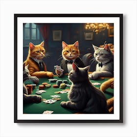 Cats Playing Poker Art Print