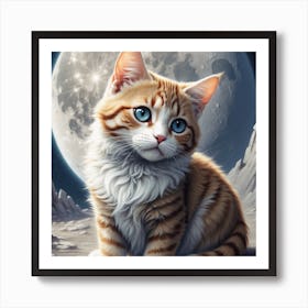 Moonlit Kitten Art Print