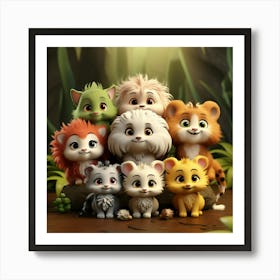 Cute Animals In The Forest Art Print