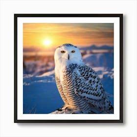 Firefly Majestic Snowy Owl In Serene Winter Sunrise 91176 (2) Art Print