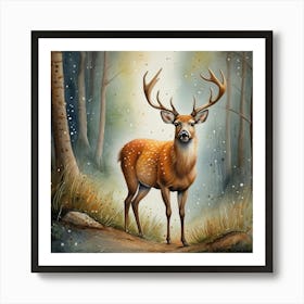 Deer In The Woods Art Print