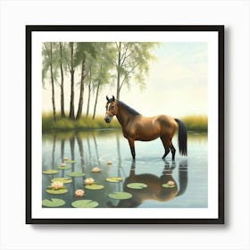 Horse In Water 8 Art Print