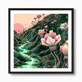 Trip through a flower field Art Print