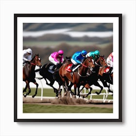 Jockeys Racing Horses 10 Art Print