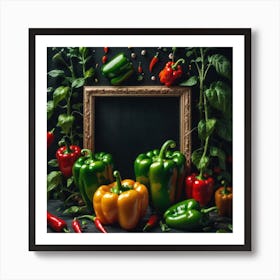 Colorful Peppers In A Frame 24 Art Print