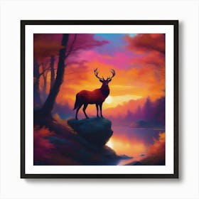 Deer In The Forest 13 Art Print