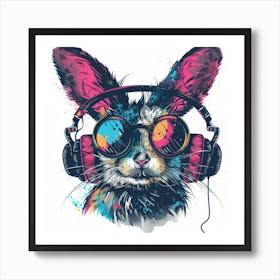 Rabbit With Headphones 8 Art Print