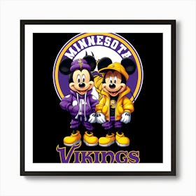 Mickey And Minnie Minnesota Vikings Art Print